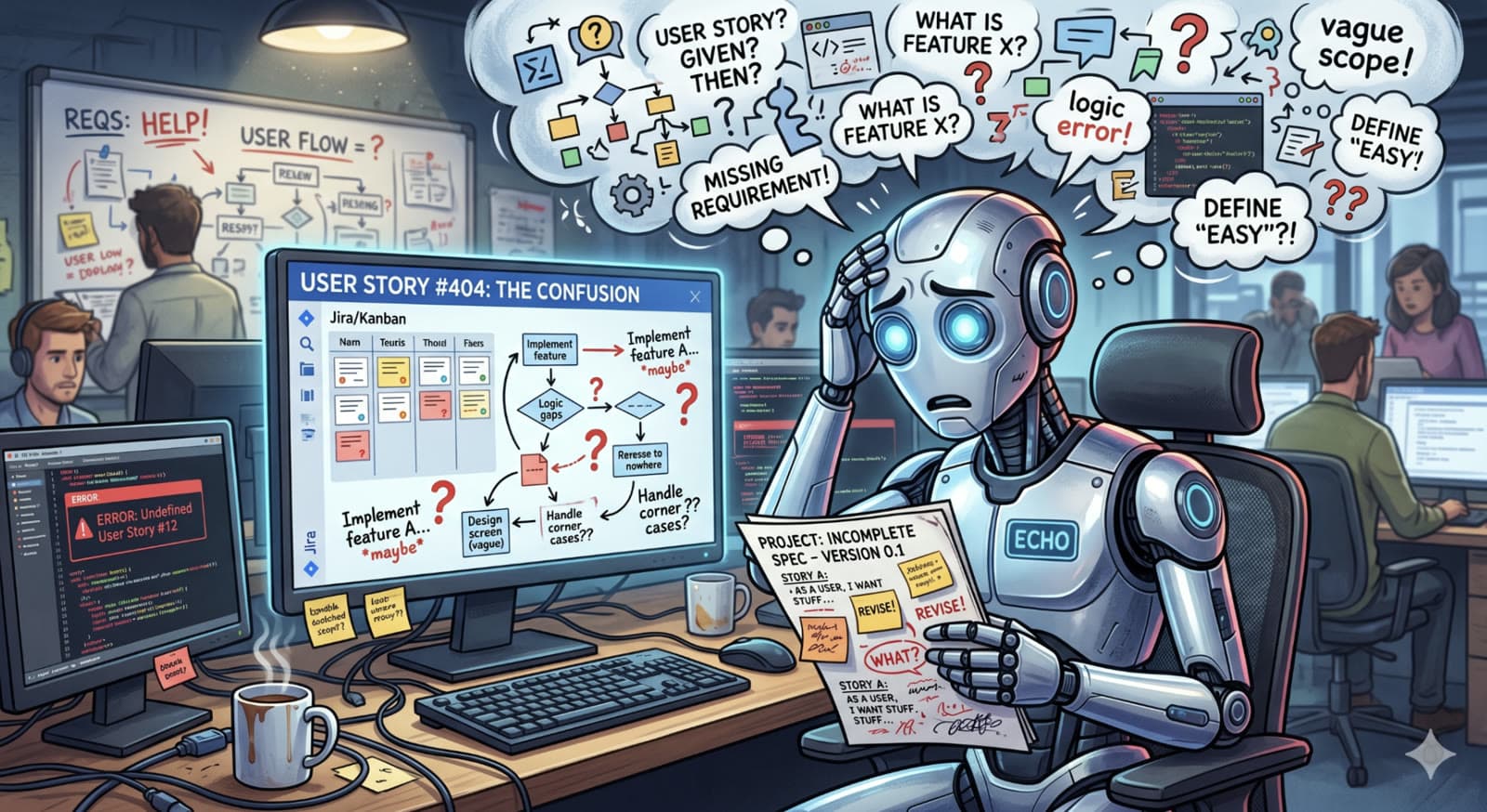 Confused AI agent trying to interpret an ambiguous user story