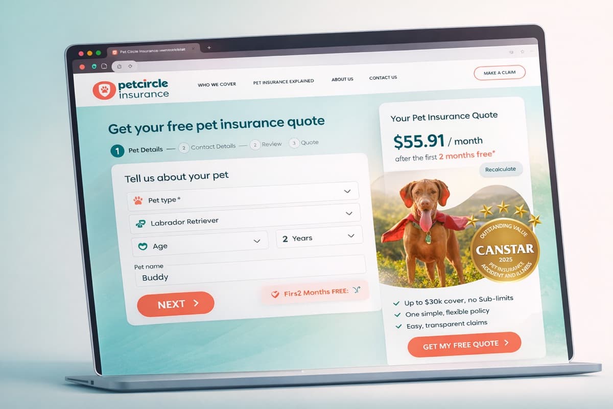 Pet Circle Insurance quotation platform interface